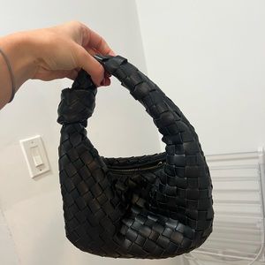 Knitted woven leather bag
